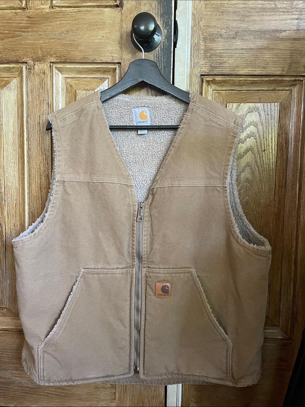 Carhartt Tan Sherpa-Lined Zip Vest